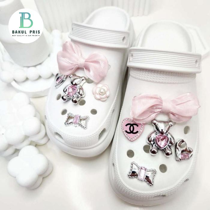 Jibbitz Crocs Set 12-16pcs Pin Sendal Baim Silver Mix permata Jibbitz crocs Jibbitz Charms A75