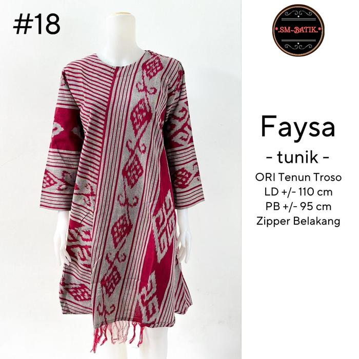 Baju Batik Wanita Modern Tunik Blouse Dress Tenun Fs 18 -Sm