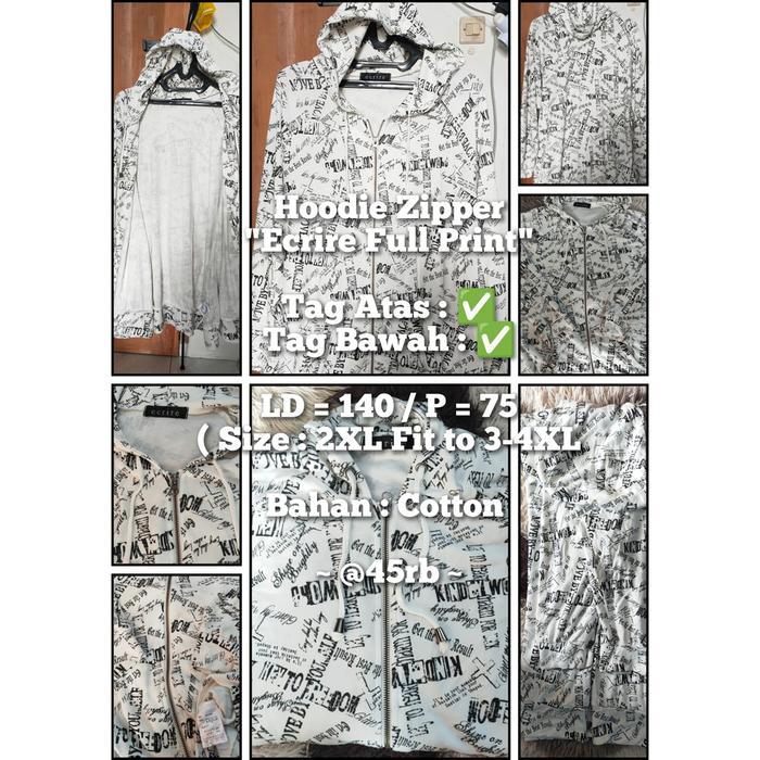 #Thrift - Hoodie Zipper "Ecrire Full Print" @45K