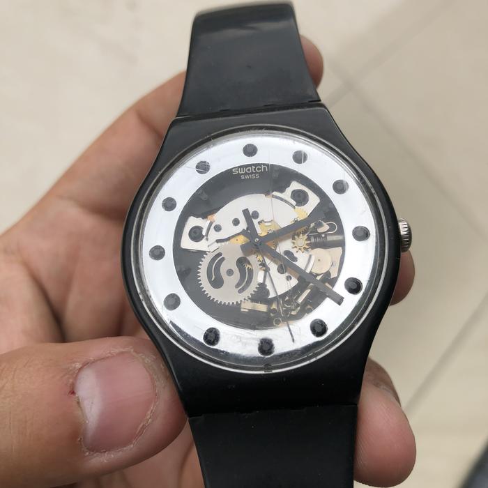 Jam tangan swatch original mesin transparan