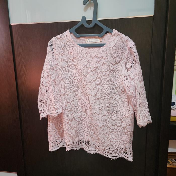 blouse brokat pink - pink