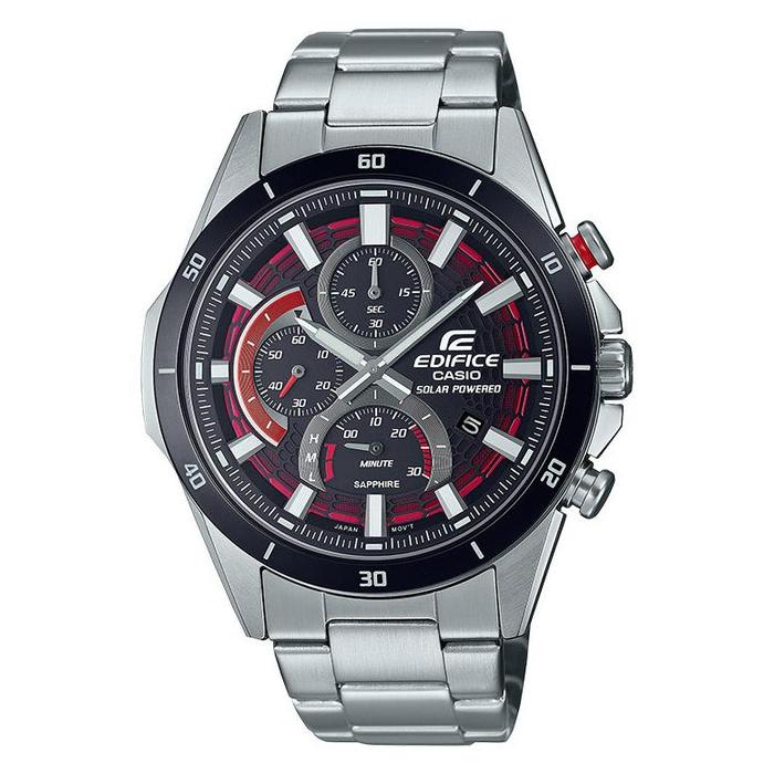 Original Jam Tangan Pria Casio Edifice EFS-S610DB-1AVUDF Chronograph Slim Red Line Black Dial Stainl