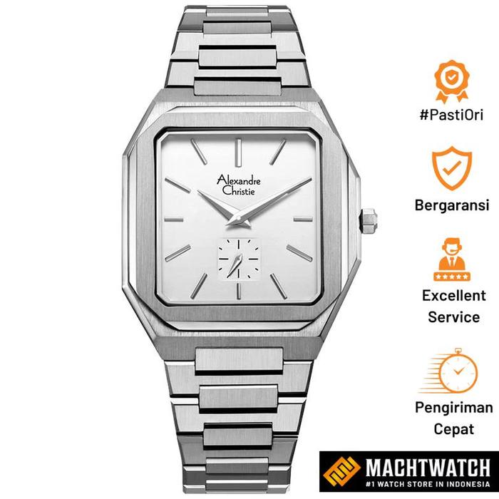 Original Jam Tangan Pria Alexandre Christie Classic AC 8601 MS BSSSL Men Silver Dial Stainless Steel