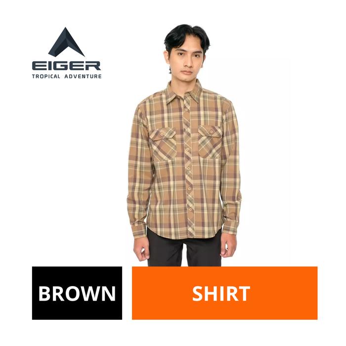 [BISA COD] Kemeja Flanel Eiger Original Coklat Xhunza Shirt [ 2X LIPAT UANG KEMBALI BILA GAK ORI ]
