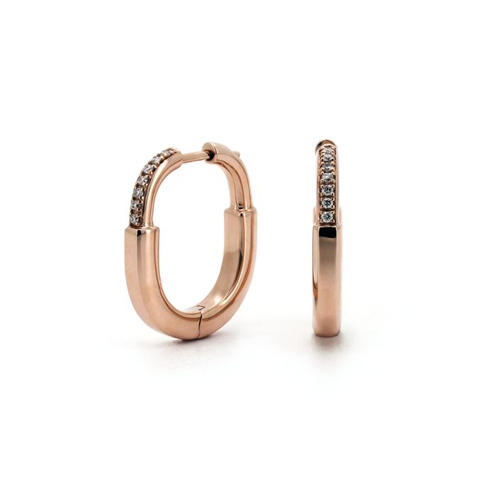 Lock Pave Loop Earrings Diamond