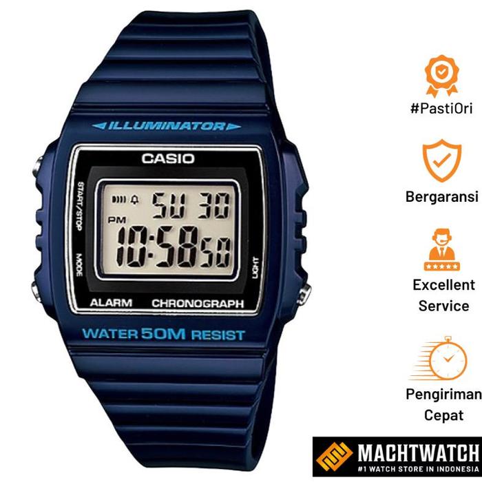 Original Jam Tangan Casio Standar W-215H-2AVDF Alarm Chrono WR 50M Garansi Resmi