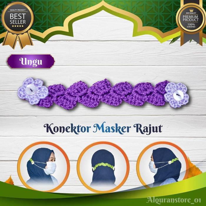 Bayar Konektor Rajut Masker Hijab, Konektor Masker Anak Hijab, Tali Masker Rajut Konektor