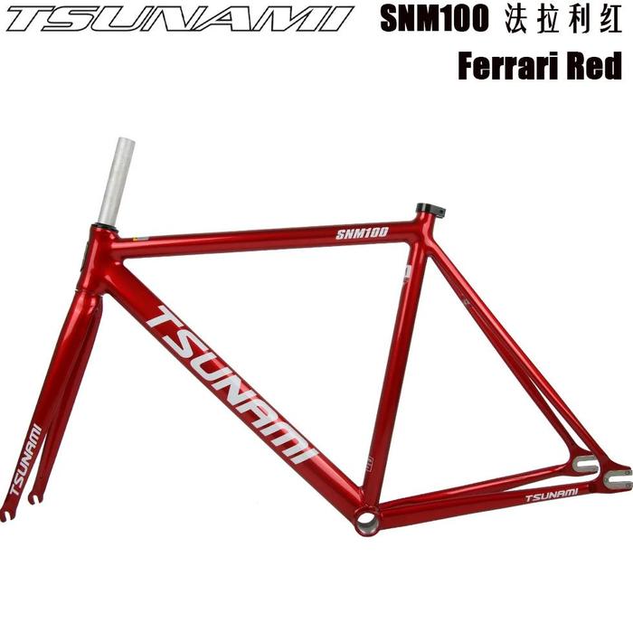 Tsunami Snm100 Fixed Gear Bicycle_Frameset 49Cm 52Cm 55Cm 58Cm Aluminum Racing Track Red Bike Fixed