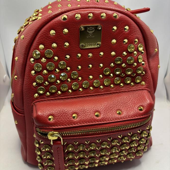 Tas Wanita preloved BACKPACK MINI MCM RED ORIGINAL