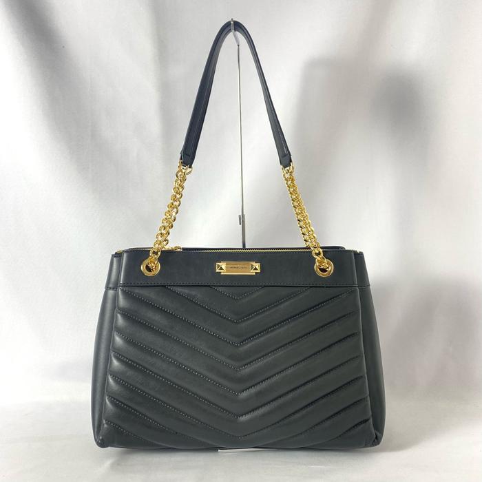 tas wanita mk whitney medium chain shoulder tote black vj