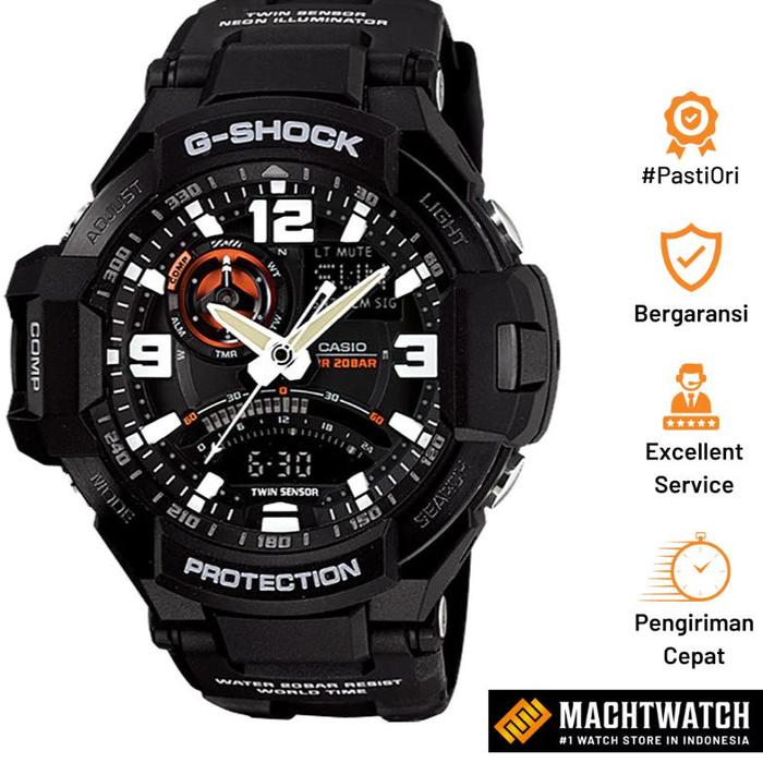 Original Jam Tangan Pria Casio G-Shock Gravitymaster GA-1000-1ADR Master Of G Twin Sensor Digital Co