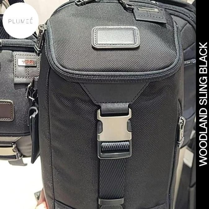 TUMI Woodland Sling Bag 2in1 Convertible Backpack Black Men Kualitas Terbaik