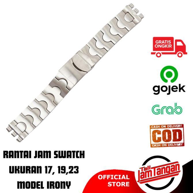 ready Tali Jam Tangan Rantai Untuk Swatch Irony Bracelet Solid Stainless Ukuran 17mm 19mm 23mm murah