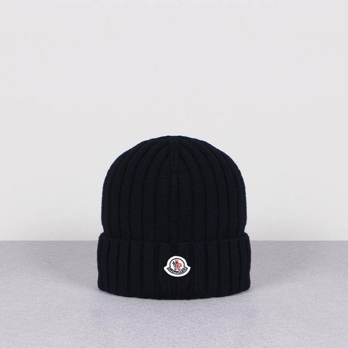 topi Moncler Wool Beanie Hat Logo black