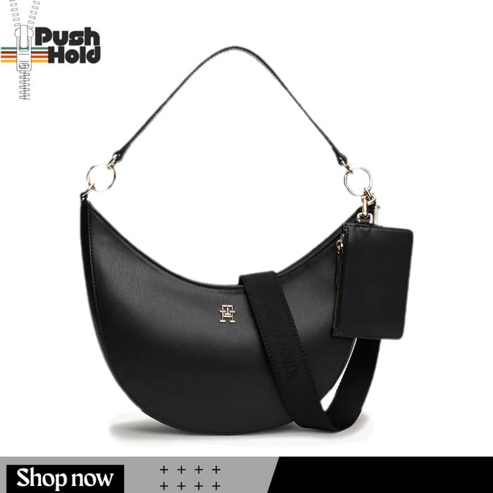 Tommy Hilfiger Monotype Shoulder Bag Wanita  Original - Black