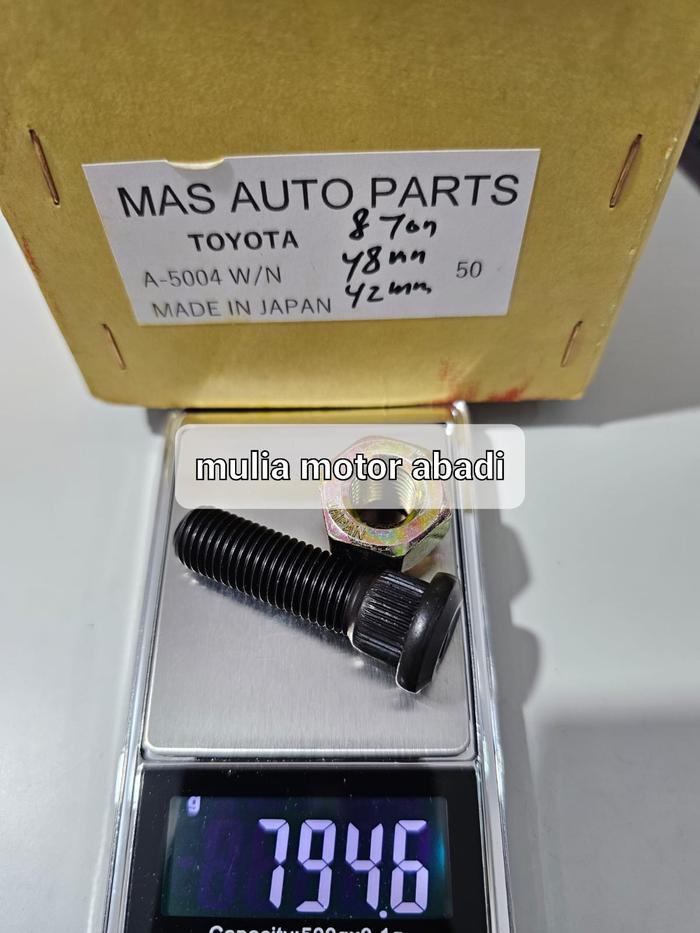 Baut roda Toyota kijang 5k 7k Innova Agya Sienta  Hilux Fortuner rush Avanza Triton Pajero 4.8cm asl