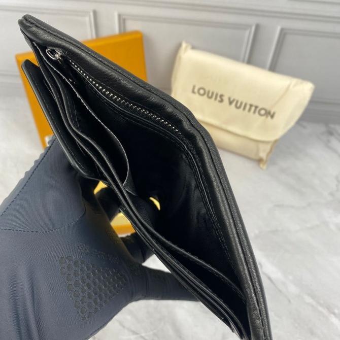 DOMPET SAKU WALLET MEN PRIA LV9109 BLACK LEATHER MIROR New