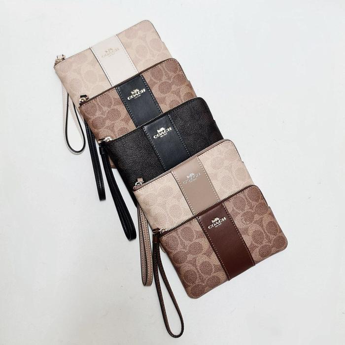 Original Coach Zip Corner Small Wristlet Wallet Dompet Medium Wanita