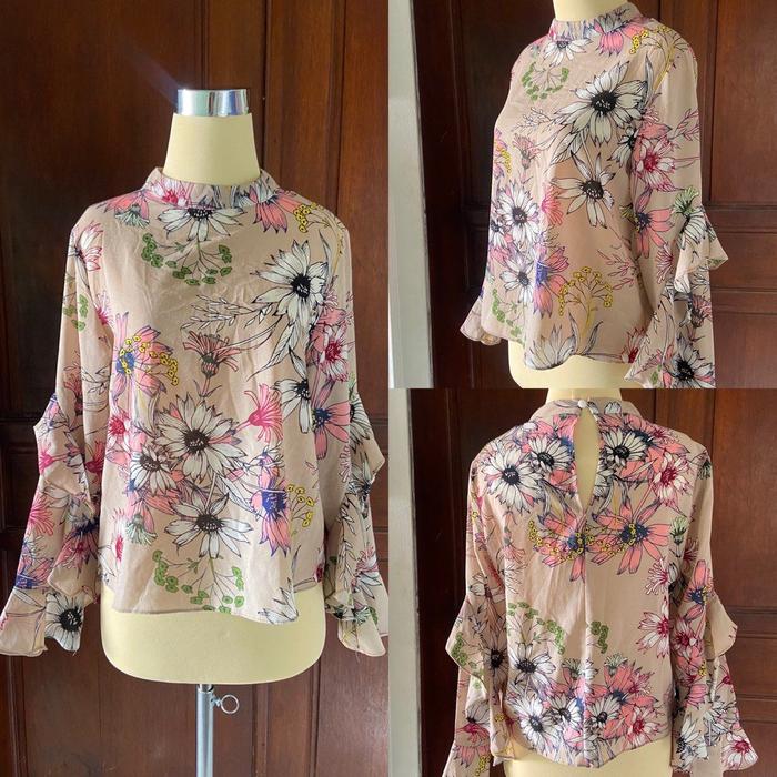 Long sleeve floral ruffle top blouse prelovef thrift