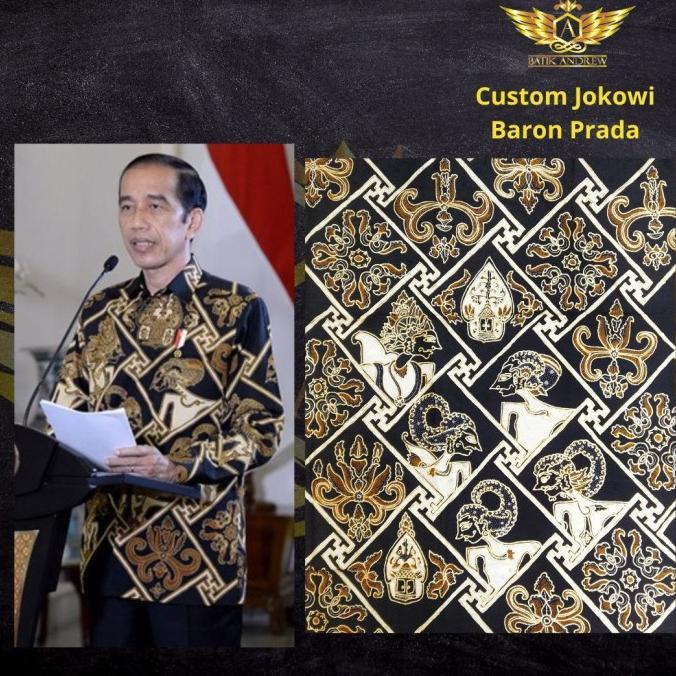 CUSTOM JOKOWI BATIK TULIS KATUN PRADA EMAS BAHAN KAIN EXCLUSIVE