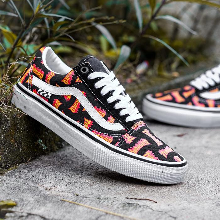 Vans Old Skool Skate Pro X Thrasher Logo Black White Original