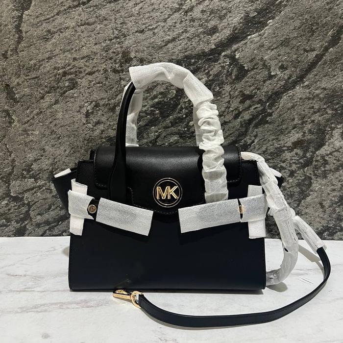 tas wanita mk carmen medium flap satchel black ss