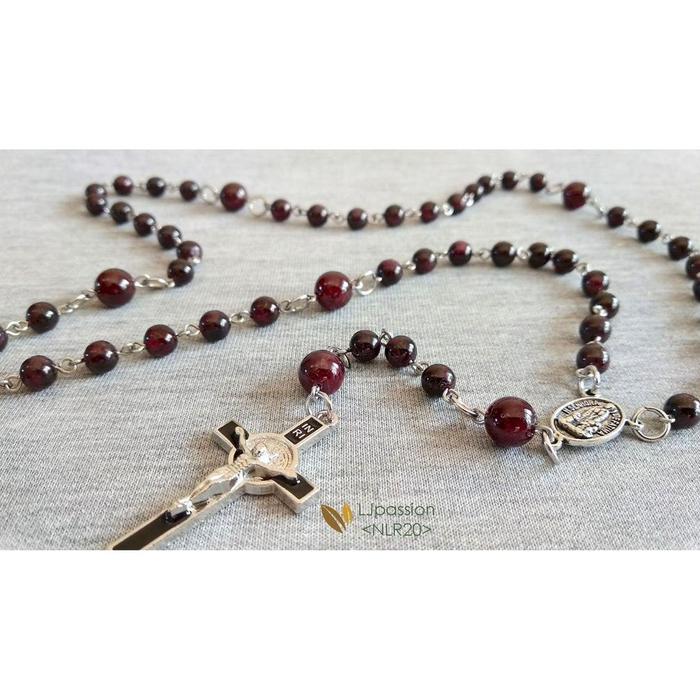(NEW) KALUNG ROSARIO BATU GARNET MERAH TUA MAROON NLR20