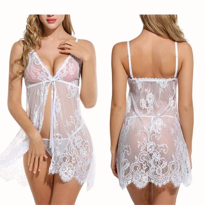 MisssLinje Baju Tidur Seksi BIG SIZE Lingerie Dress Sexy Lace Renda Transparan Jumbo Dapat G String