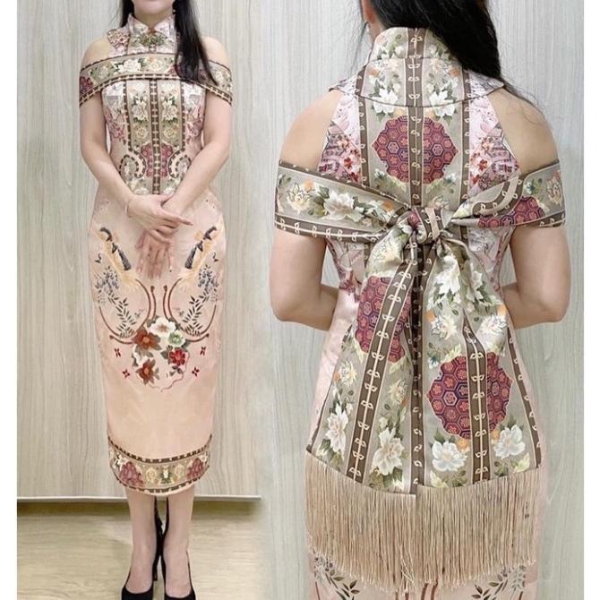 yuuri cheongsam couple sangjit dress mocca gold