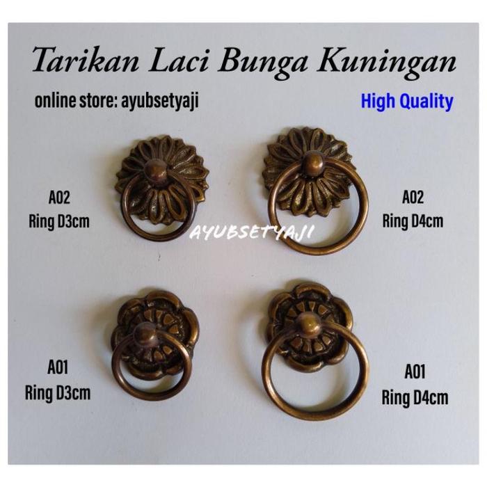 Tarikan Bunga Kuningan Anting All Varian A01 A02 Ring Cincin Handle Laci Lemari Kabinet Bufet Hendle