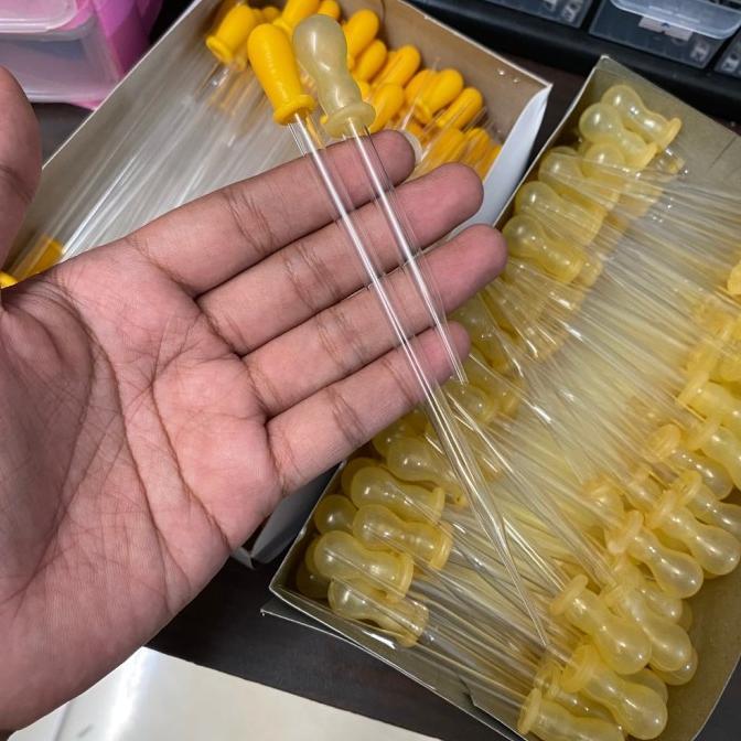 pipet kaca 11cm 11 cm karet merah glass pipette tetes kimia biologi laboratorium lab air cair cairan