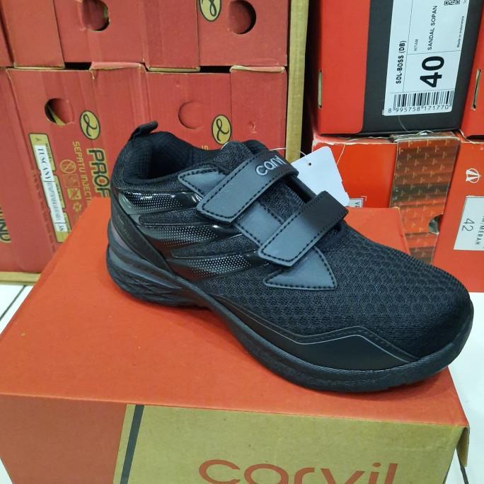 sepatu hitam anak sekolah homyped magnet size 35-38