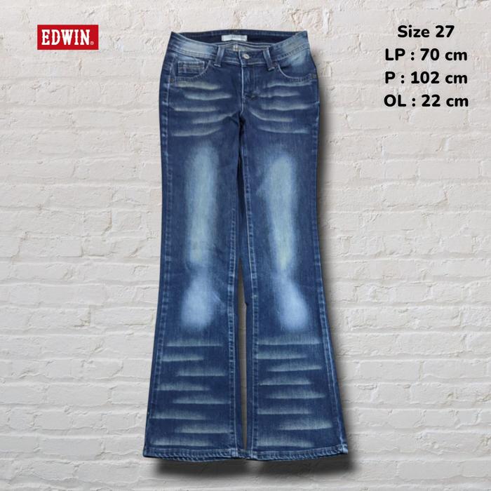 Size 27 Celana Panjang Longpants Jeans Edwin Blue Washed Fading Bootcut Original Second Preloved #CJ