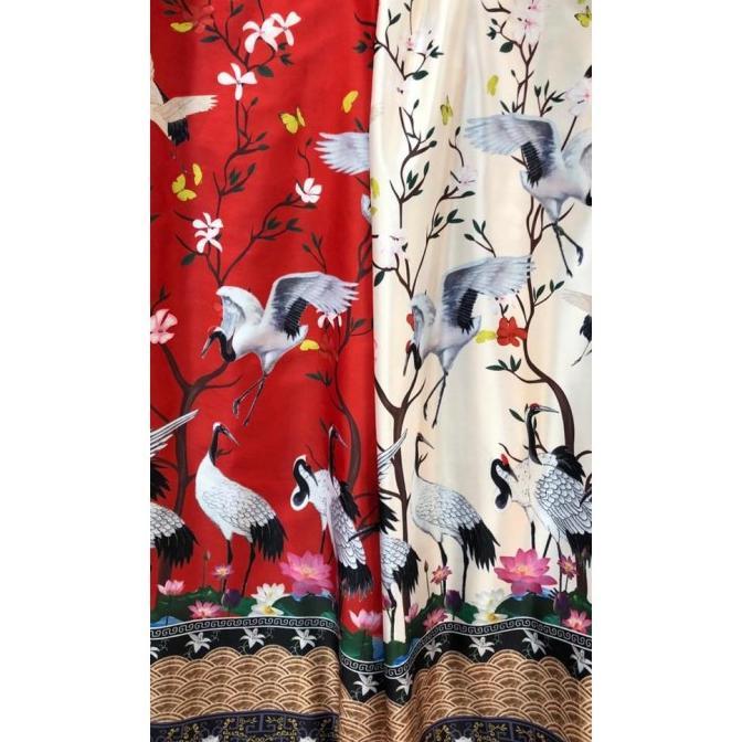 kain bridal motif imlek, cheongsam, qibao. motif bangau