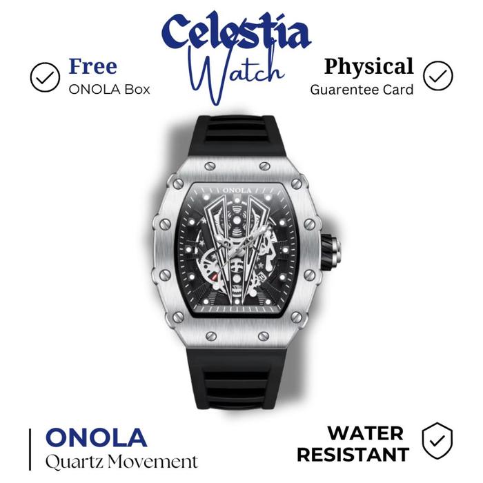 Jam Tangan Pria Onola Original Homage Quartz Waterproof Warna Steel Silver