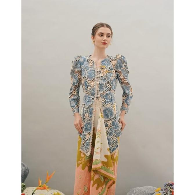 ready for rent (sewa kebaya) jaleela padma blue biru full set (kebaya kondangan / modern / lamaran /