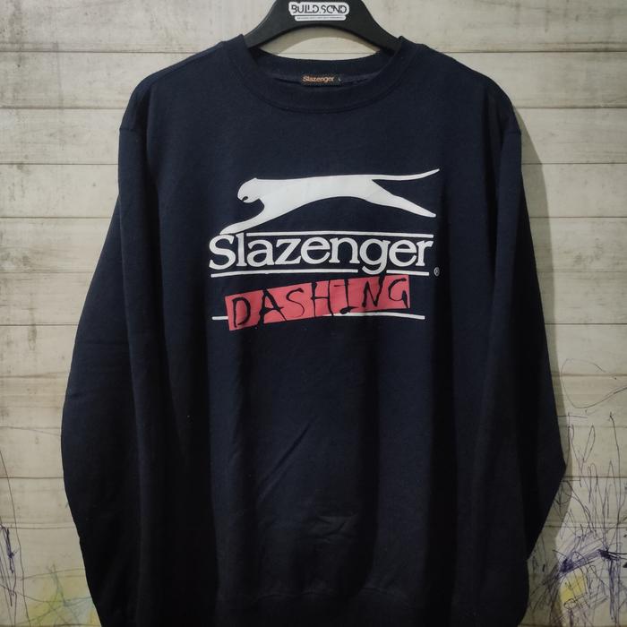 Slazenger Crewneck Big Logo Classic Casual Navy Original Size XL