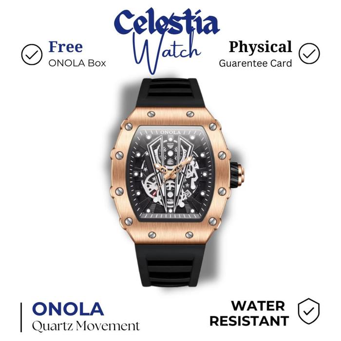 Jam Tangan Pria Onola Original Homage Quartz Waterproof Warna Copper Gold