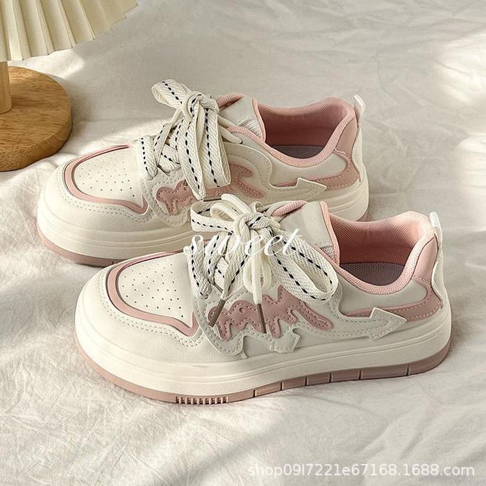 SCS SC074 Sepatu Wanita Sneaker Rendah Bahan Pu Luar Negeri Import Sepatu Olahraga Korea DD1022 Sepa