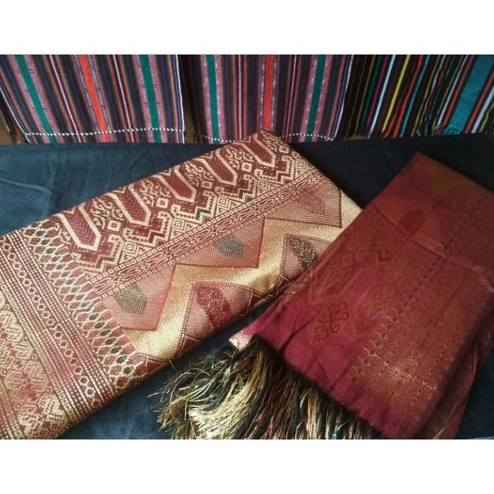 SONGKET TENUN LOMBOK SATU SET DENGAN SELENDANG