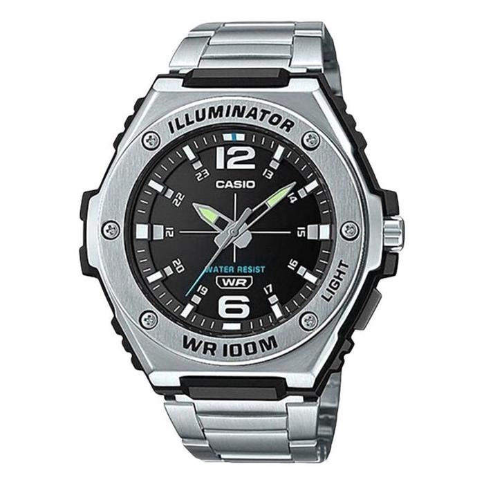 Original Jam Tangan Pria Casio General MWA-100HD-1AVDF Illuminator Black Dial Stainless Steel Band G