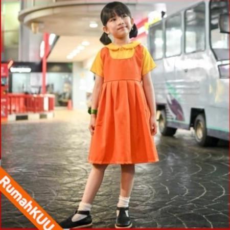 Kostum Baju Setelan Squid Game Games Netflix Anak Boneka Wanita Cewek
