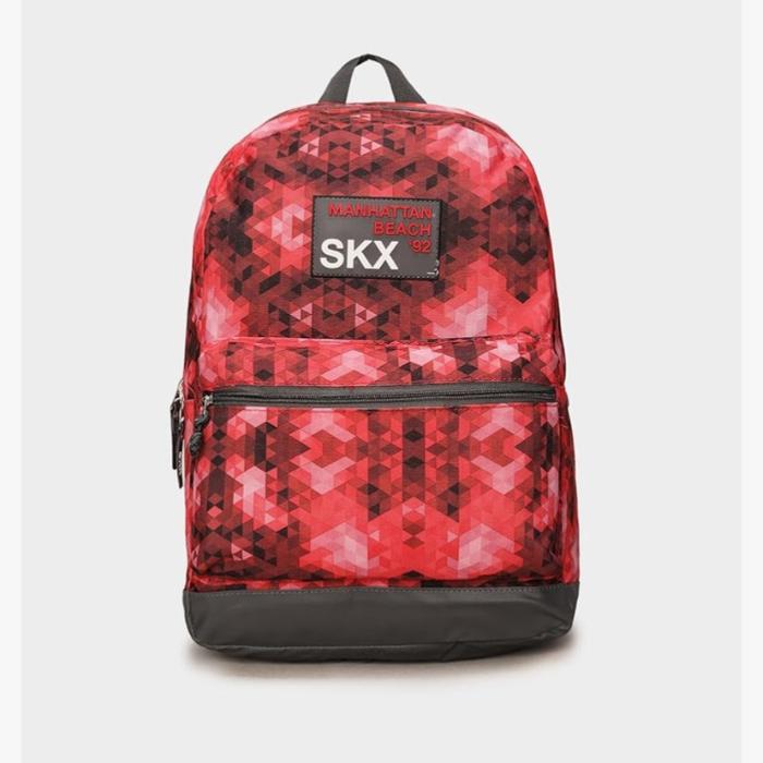 Skechers SKX Manhattan Beach '92 Tas Ransel Merah Grafis dengan Resleting Aman Kondisi Istimewa untu