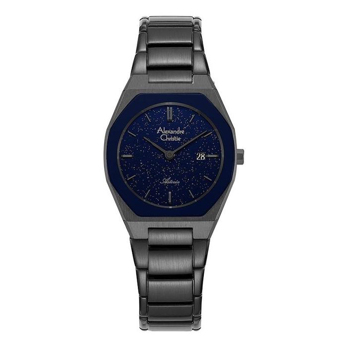 Original Jam Tangan Wanita Alexandre Christie Asteria AC 8670 LD BIGBU Ladies Blue Dial Gunmetal Sta