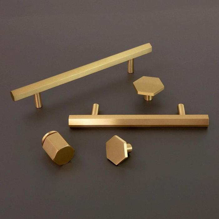 READY STOCK FULL BRASS HANDLE GOLD HANDLE GAGANG KUNINGAN HEXAGON KNOB