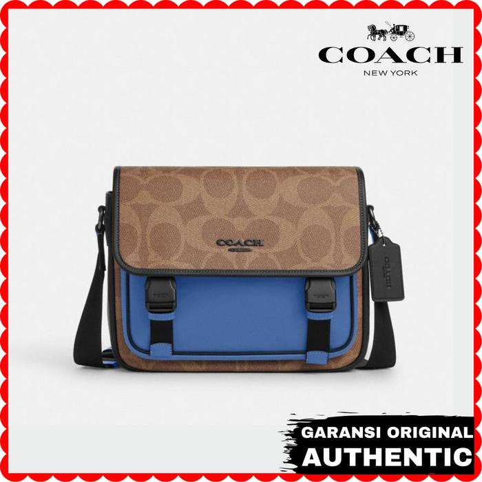 Tas Selempang Pria Coach Racer Messenger Bag Blue Original Store Branded Authentic