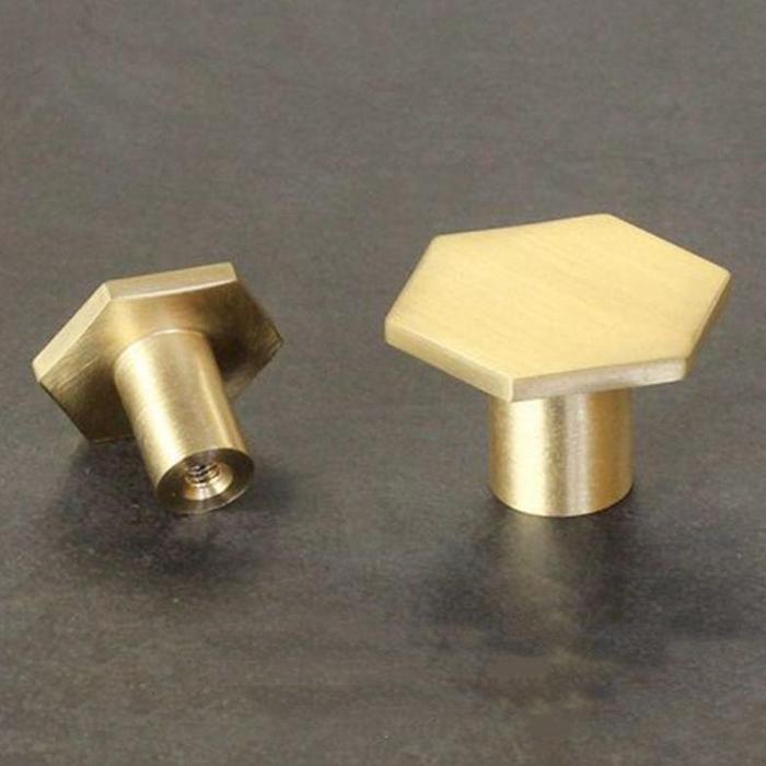 READY STOCK GOLD HANDLE BRASS HEXAGON KNOB CABINET PULL TARIKAN LACI EMAS
