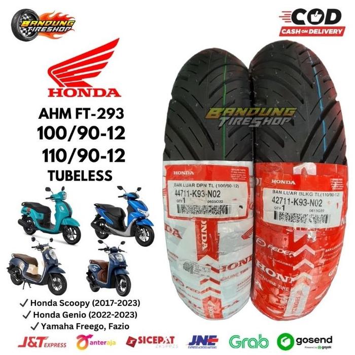 BAN HONDA NEW SCOOPY AHM FEDERAL FT293 TL(100/90-12) (110/90-12) TUBELESS DEPAN BELAKANG PAKET SEPAS