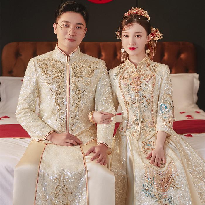 Realpic CHW-861 S-2XL Cheongsam Sangjit Couple Setelan Couple Phangteh cheongsam gold gaun sangjit e