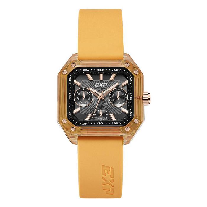 Original Jam Tangan Wanita Expedition Ladies E 6840 MF RRGBAYL Black Dial Yellow Rubber Strap Garans